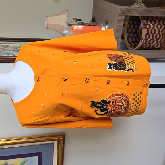 Onque Casuals Orange Halloween Cardigan - Picture 1 of 6